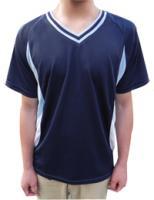 Aaron團體服設計工作室 國際3M 拼接 深藍排汗V領圓T 