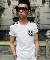 Aaron1982品牌獨創設計 灰豹紋拼接 