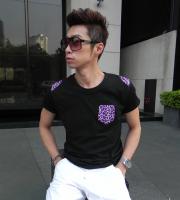 Aaron1982品牌獨創設計 紫豹紋拼接